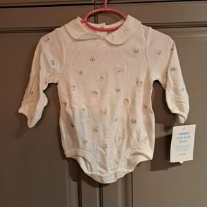 Carter's 9 months floral peter pan collar bodysuit New